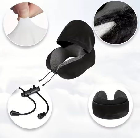 Oreiller de voyage cervical en U avec capuche