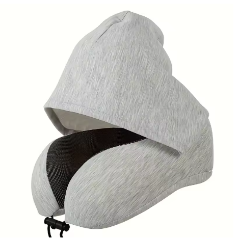 Oreiller de voyage à capuche en forme de U en mousse